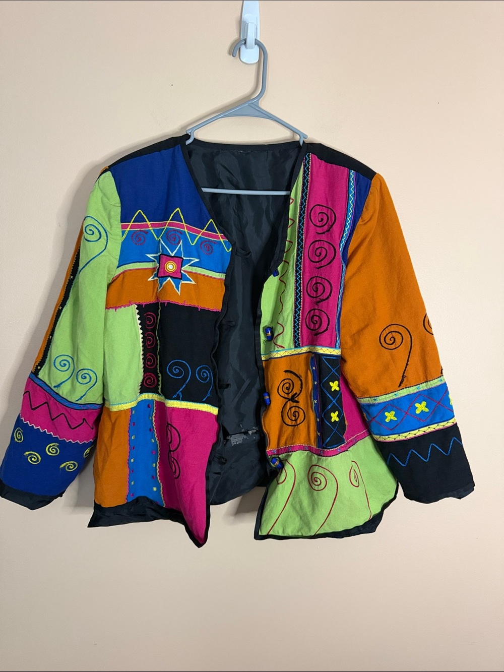 Colorblock Embroidered Patchwork Jacket - Multicolor